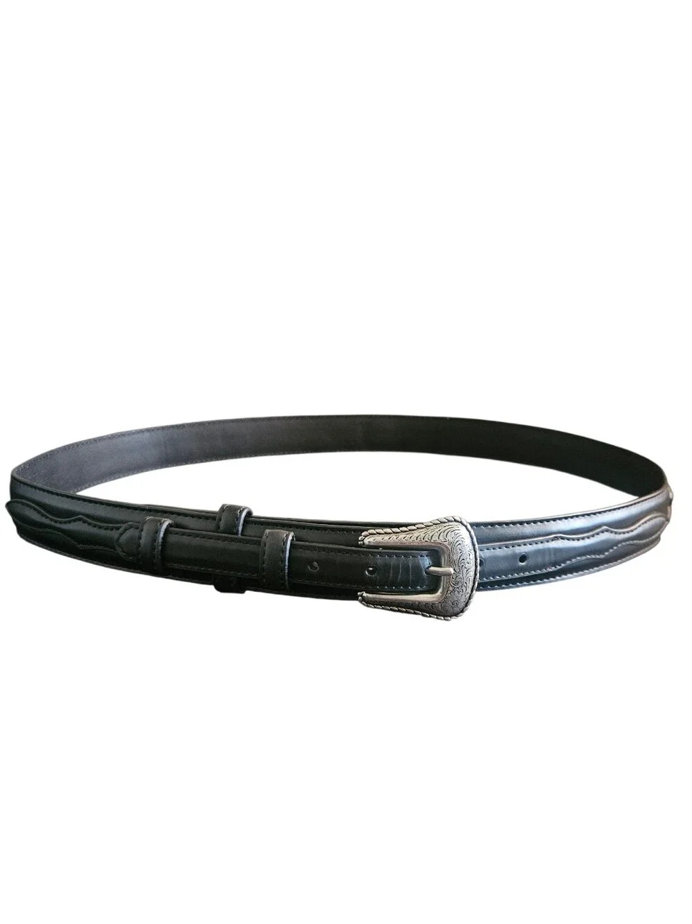 Vintage 90's Nocona Men's Western Top Hand Ranger Black Leather Belt Size 42
